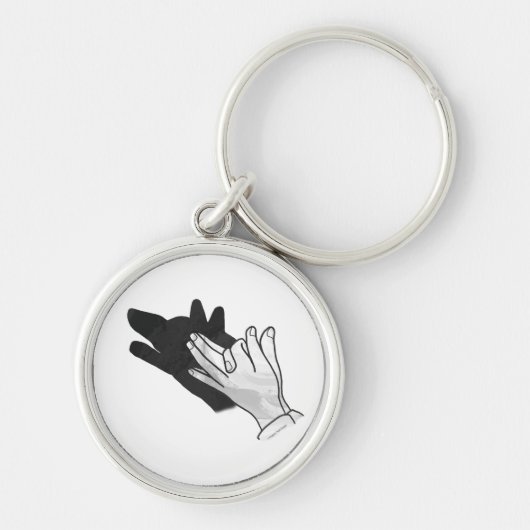 Hand Silhouette Wolf Sleutelhanger (Voorkant)
