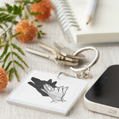 Hand Silhouette Wolf Sleutelhanger (Voorkant Rechts)