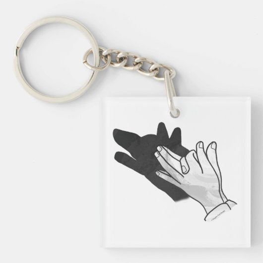 Hand Silhouette Wolf Sleutelhanger (voorkant)