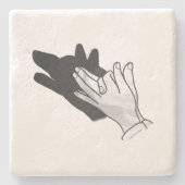 Hand Silhouette Wolf Stenen Onderzetter (Voorkant)