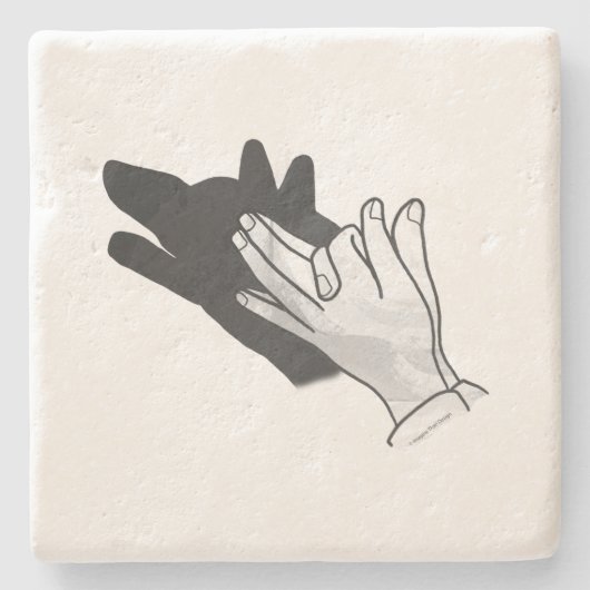 Hand Silhouette Wolf Stenen Onderzetter (Voorkant)