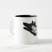 Hand Silhouette Wolf Tweekleurige Koffiemok (Voorkant links)