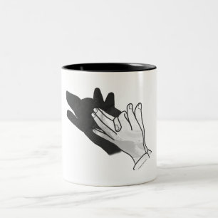 Hand Silhouette Wolf Tweekleurige Koffiemok