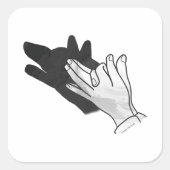 Hand Silhouette Wolf Vierkante Sticker (Voorkant)
