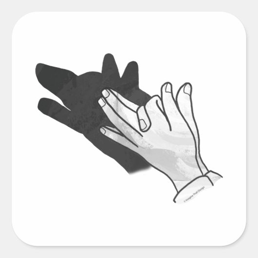 Hand Silhouette Wolf Vierkante Sticker (Voorkant)