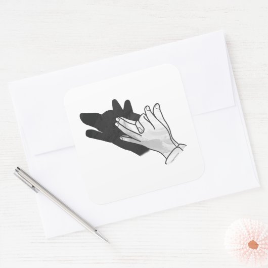 Hand Silhouette Wolf Vierkante Sticker (Envelop)