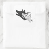 Hand Silhouette Wolf Vierkante Sticker (Tas)