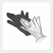 Hand Silhouette Wolf Vierkante Sticker