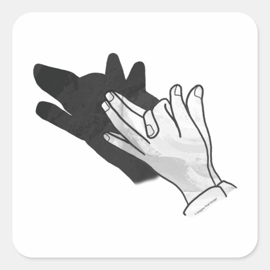 Hand Silhouette Wolf Vierkante Sticker (Voorkant)