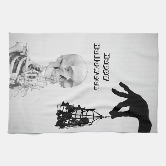 Hand Skelet Halloween Keuken Handdoeken (Horizontaal)