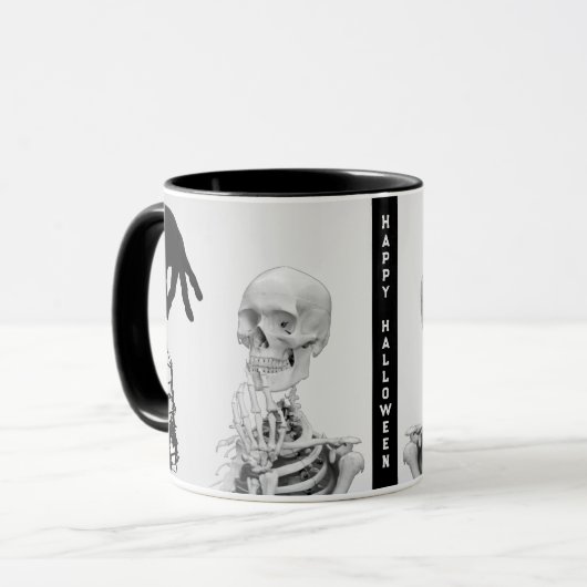 Hand Skelet Halloween Mok (Voorkant links)