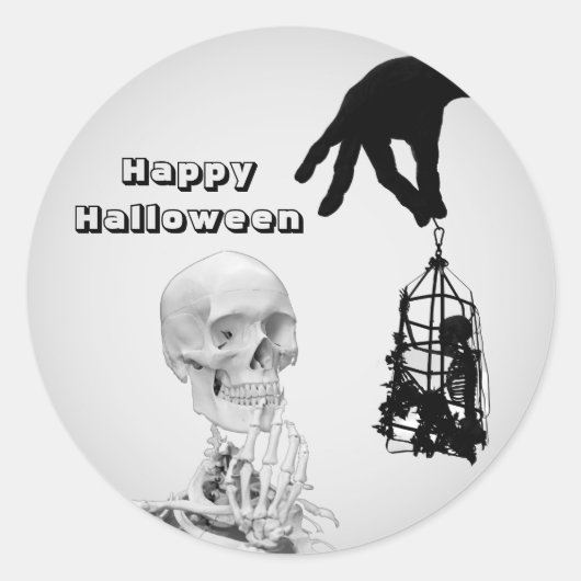 Hand Skeleton Halloween Classic Round Sticker (Voorkant)