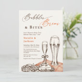 Hand Sketch Bubbles Brouwen & Bites Paren Douche Kaart (Staand voorkant)