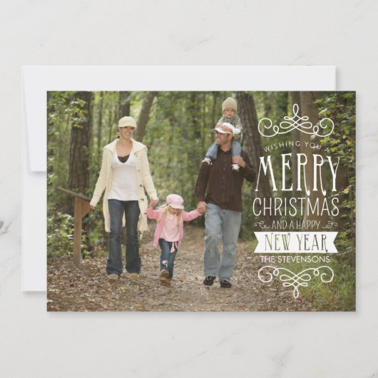 Hand Sketched Banner Holiday Foto Wenskaart Feestdagenkaart (Voorkant)