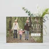 Hand Sketched Banner Holiday Foto Wenskaart Feestdagenkaart (Staand voorkant)