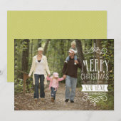 Hand Sketched Banner Holiday Foto Wenskaart Feestdagenkaart (Voorkant / Achterkant)