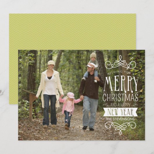 Hand Sketched Banner Holiday Foto Wenskaart Feestdagenkaart (Voorkant / Achterkant)