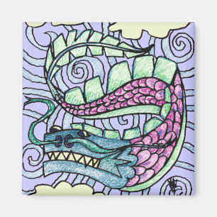 Hand Sketched Flying Dragon Magneet