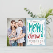 Hand Sketched Kerstfeestdag Fotogroet Feestdagenkaart (Staand voorkant)