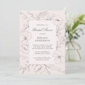 Hand Sketched Peony Blush Floral Vrijgezellenfeest Kaart (Staand voorkant)