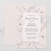 Hand Sketched Peony Blush Floral Vrijgezellenfeest Kaart (Voorkant / Achterkant)