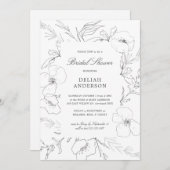 Hand Sketched Peony Floral Vrijgezellenfeest Kaart (Voorkant / Achterkant)