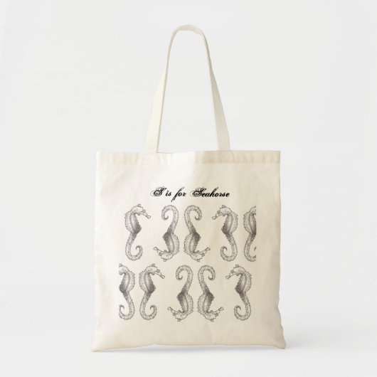 Hand Sketched S is voor Seahorse Canvas tas (Voorkant)