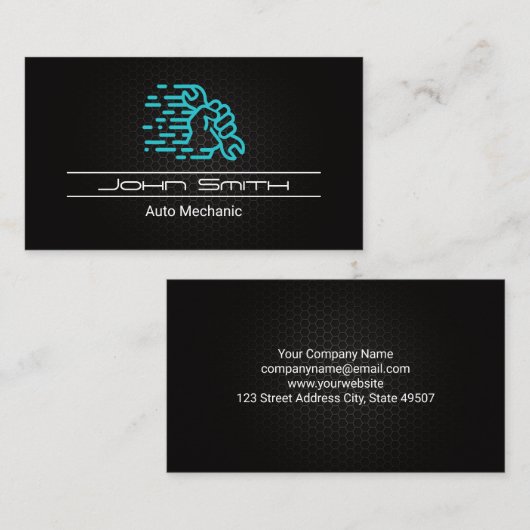 Hand-sleutel | Carbon Fiber Pattern Visitekaartje (Voorkant / Achterkant)