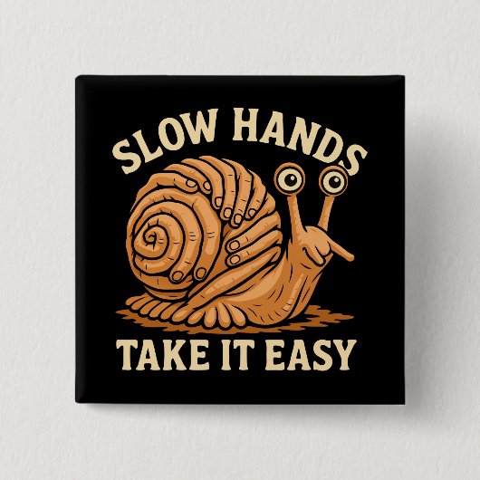 Hand Snail Art Handgemaakte Snail Style Vierkante Button 5,1 Cm (Voorkant)