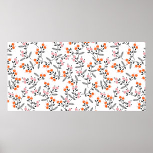 Hand stitch Embroidery Seamless patroon met glasve Poster