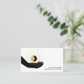 *~* Hand Sun Rays Black Gold Moon Lunar Cosmic Visitekaartje (Staand voorkant)