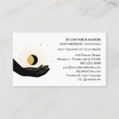 *~* Hand Sun Rays Black Gold Moon Lunar Cosmic Visitekaartje (Achterkant)