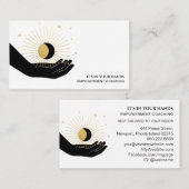 *~* Hand Sun Rays Black Gold Moon Lunar Cosmic Visitekaartje (Voorkant / Achterkant)