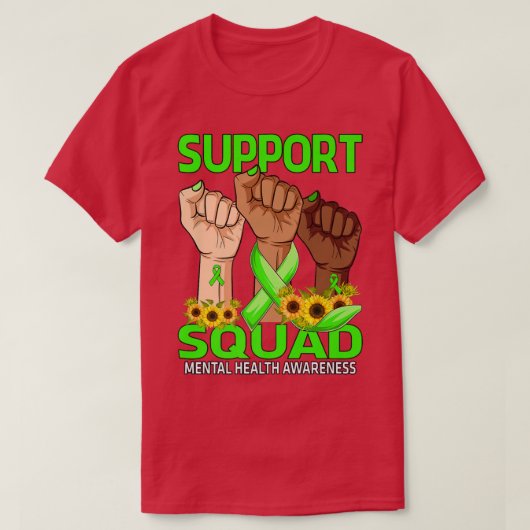 Hand Support Squad Mental Health Awareness Sunflow T-shirt (Design voorkant)