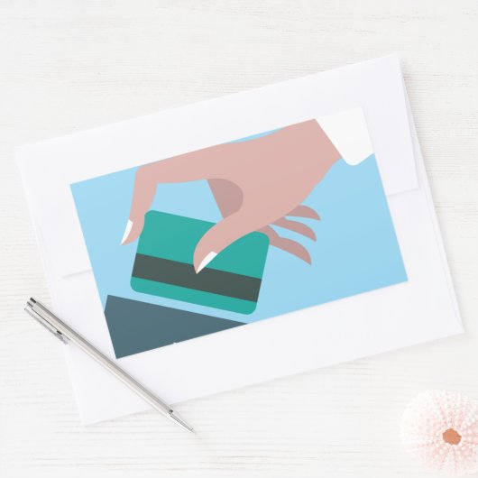 Hand swiping creditcard rechthoekige sticker (Envelop)