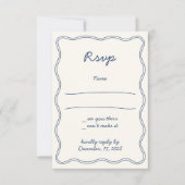 Hand Teken  Blauw Handschrift RSVP Kaart (Voorkant)
