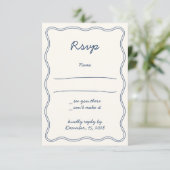 Hand Teken  Blauw Handschrift RSVP Kaart (Staand voorkant)