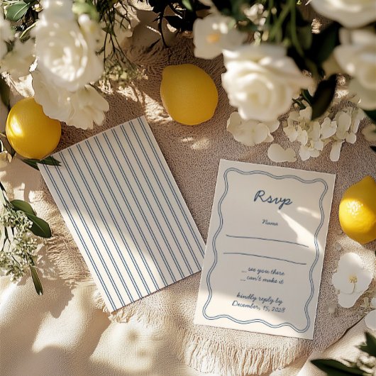 Hand Teken  Blauw Handschrift RSVP Kaart