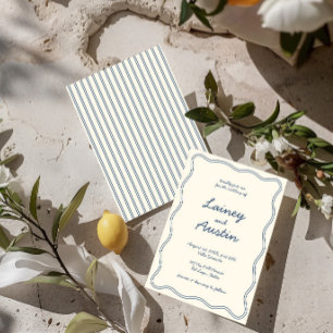 Hand Teken  Blauw Handschrift Trouwen Kaart