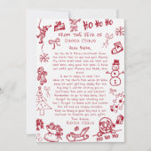 Hand Teken Doodle brief van de Kerstman Kaart (Voorkant)