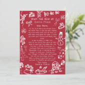 Hand Teken Doodle Kerstbrief van de Kerstman Kaart (Staand voorkant)