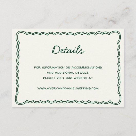 Hand Teken Groen Handschrift Details Informatiekaartje (Voorkant)