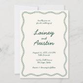 Hand Teken Groen Handschrift Trouwen Kaart (Voorkant)