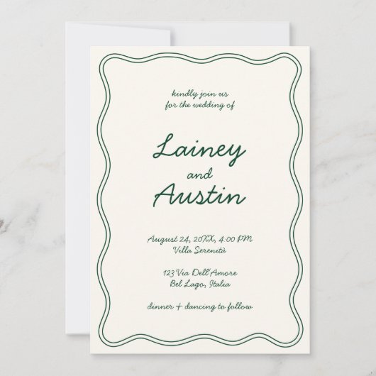 Hand Teken  Groen Handschrift Trouwen Kaart (Voorkant)