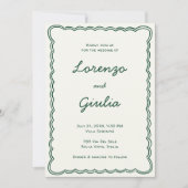 Hand Teken Groen Handschrift Trouwen Kaart (Voorkant)