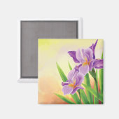 Hand Teken Iris Flower Magneet (Voorkant / Achterkant)