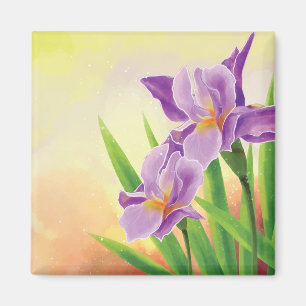 Hand Teken Iris Flower Magneet