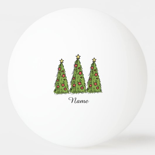 Hand Teken Kerstboom met ornament Pingpongbal (Voorkant)