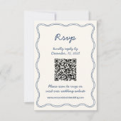 Hand Teken Retro Blauw Handschrift RSVP Kaart (Voorkant)