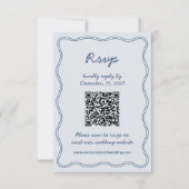 Hand Teken Retro Blauw Handschrift RSVP Kaart (Voorkant)